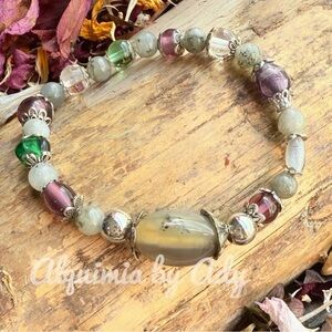 Big montana agate and black labradorite bracelet